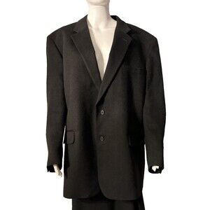 Jos A. Bank 100% Camel Hair Heavy Blazer Coat Black Classic Preppy EUC SZ 48R